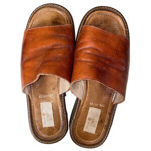 Chaac Mens Leather Slip-On Sandals With Rubber Sole Brown Size 28